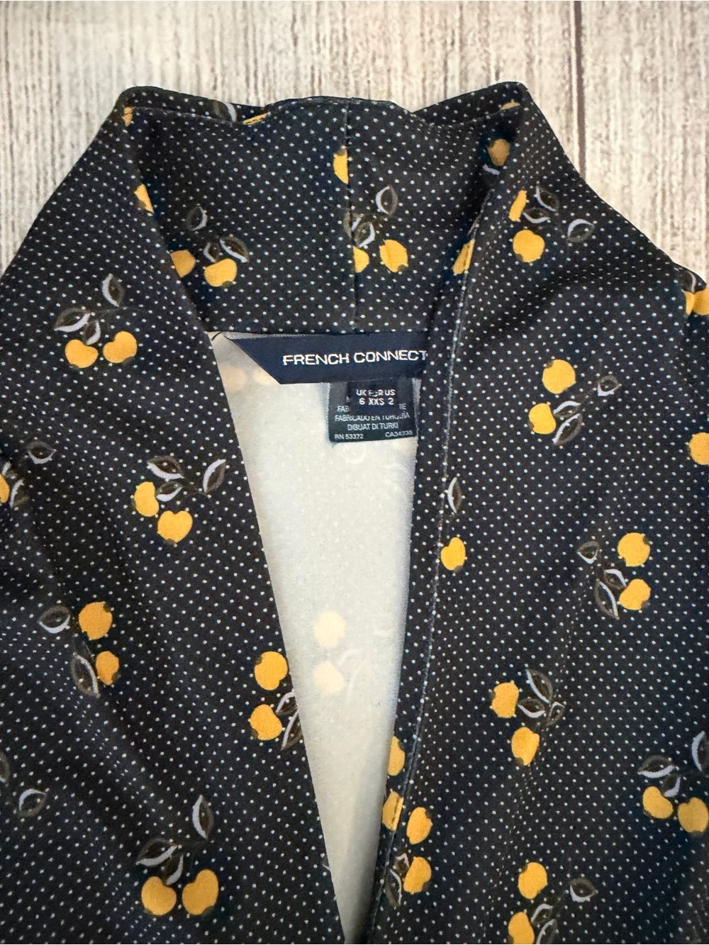FRENCH CONNECTION Women’s Aventine Navy Dotted Fit & Flare Dress Lemons Size 2 - Picture 3 of 9